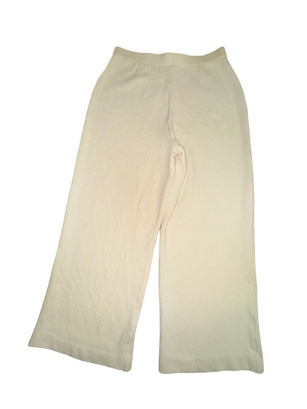 St. John Collection Classic Ivory Knit Wide Leg Capri Pants, Size 10